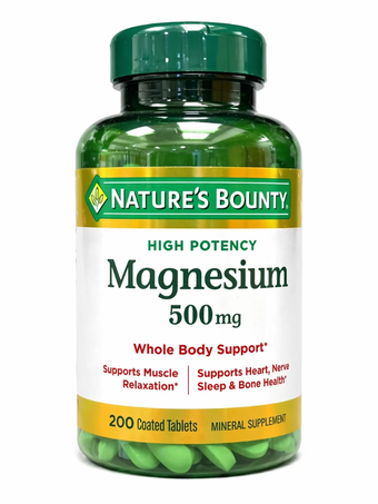 قرص منیزیم نیچرز بونتی 500 میلی‌گرم 200 عددی کمک به عملکرد طبیعی عضلات و اعصاب Nature’s Bounty Magnesium