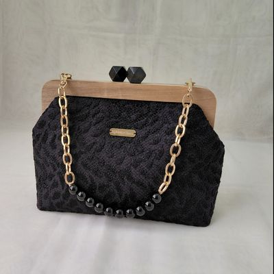 کیف دهانه چوبی الماسی