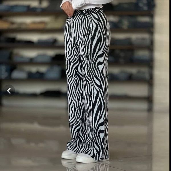 شلوار بافت طرح دار