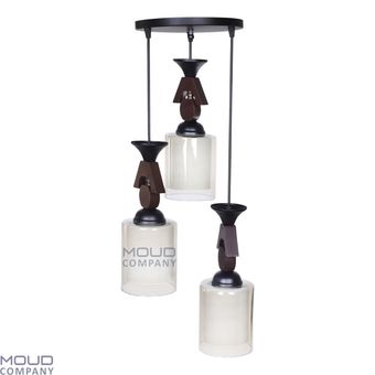 لوستر آویز سه شعله وی چوبی (موعود)