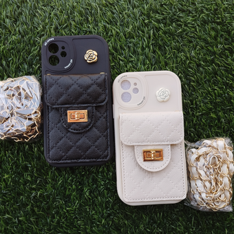 کاور قاب آیفون 11 مدل چرمی کیفی جاکارتی دار با آویز زنجیری کیفیت درجه یک