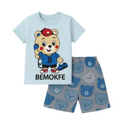 ست تیشرت و شلوارک پسرانه طرح خرس Bemokfe | لباس تابستانی کودک