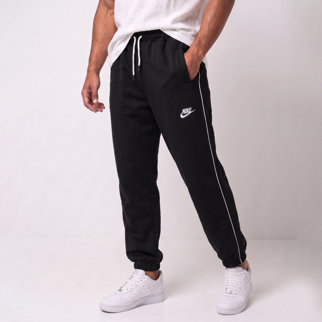 شلوار مردانه نیم بگ ساده بنگال مشکی Nike