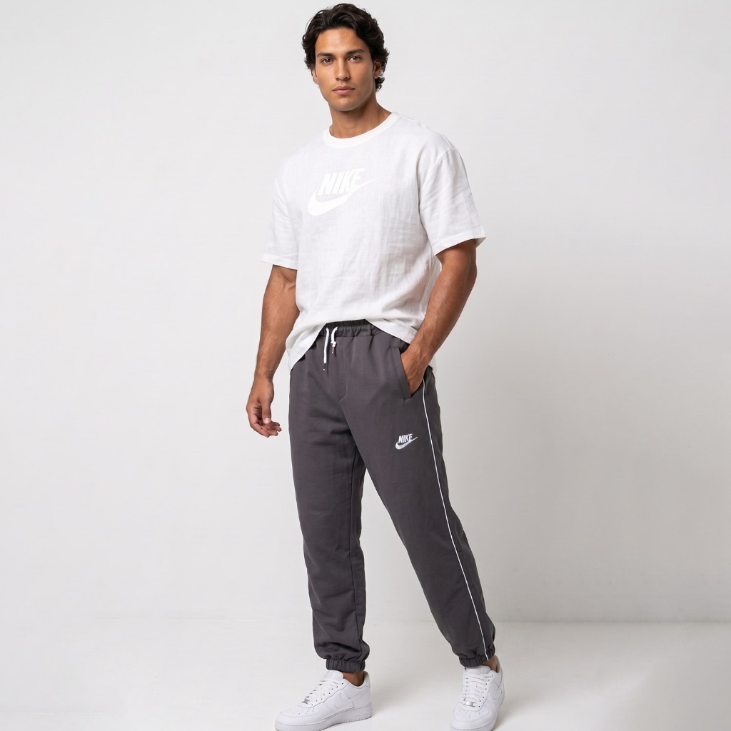 شلوار مردانه نیم بگ ساده بنگال طوسی Nike