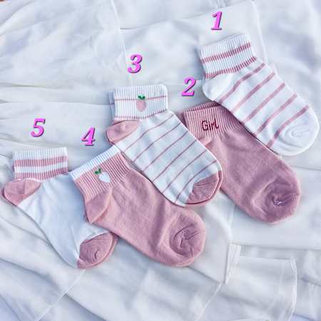 جوراب مچی صورتی طرح هلو