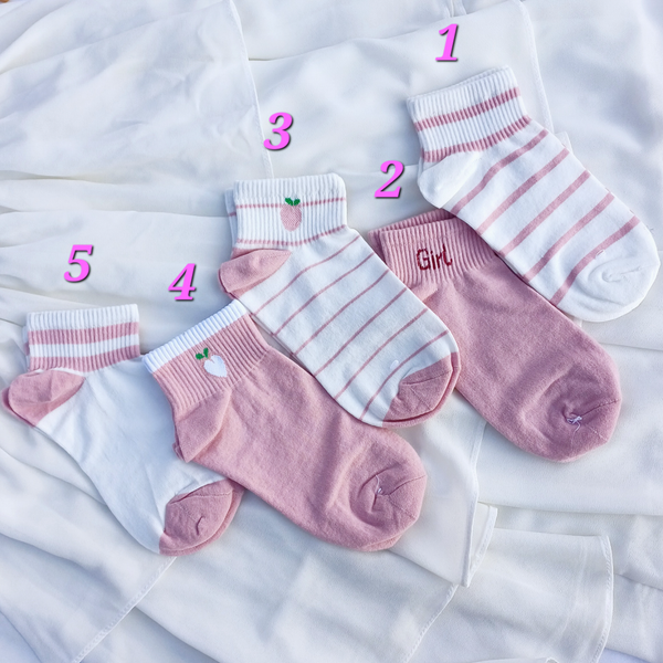 جوراب مچی صورتی طرح هلو