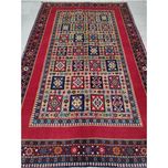 فرش دستباف چهارمتری سایز پردهای (تمام پشم یلمه طرح اسپرت دور خلوت خشتی)کد