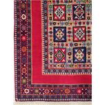 فرش دستباف چهارمتری سایز پردهای (تمام پشم یلمه طرح اسپرت دور خلوت خشتی)کد