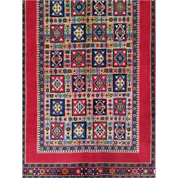 فرش دستباف چهارمتری سایز پردهای (تمام پشم یلمه طرح اسپرت دور خلوت خشتی)کد