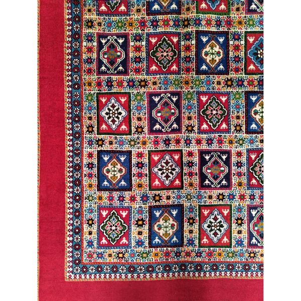 فرش دستباف چهارمتری سایز پردهای (تمام پشم یلمه طرح اسپرت دور خلوت خشتی)کد