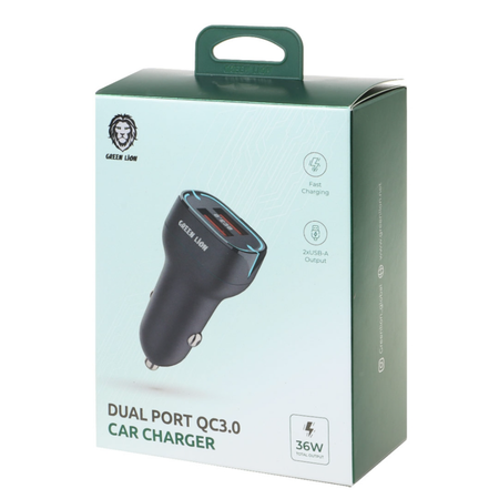 شارژر فندکی فست دو پورت Lion Green مدل 36w GN36WOC3BK مشکی (گارانتی 18 ماهه شرکتی)