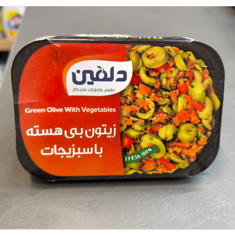 زیتون بی هسته با سبزیجات دلفین 250 گرم