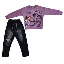 "ست دخترانه دیزنی پرنسس جاسمین | سویشرت و شلوار جین بچهگانه"