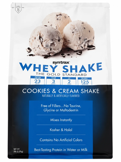 وی پروتئین سینترکس مدل syntrax|Whey Shake طعم کوکی خامه 2.27 کیلوگرم پروتئین بالا و جذب سریع صد درصد اورجینال 💯