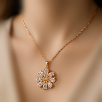 گردنبند گلبرنگ نقره ای طلایی