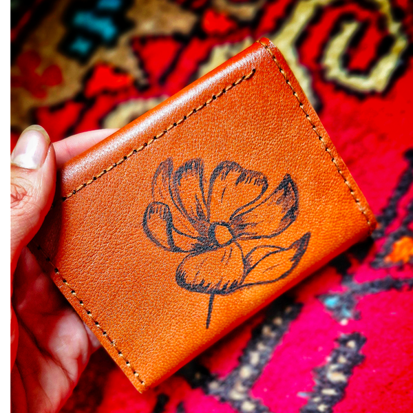 کیف پول جیبی چرم طبیعی بزی زنانه (نقاشی کار دست)