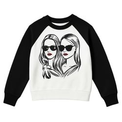 سویشرت دخترانه مشکی سفید با طرح فشن دخترانه – مدل آرت‌گلام