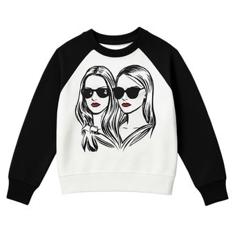 سویشرت دخترانه مشکی سفید با طرح فشن دخترانه – مدل آرت‌گلام