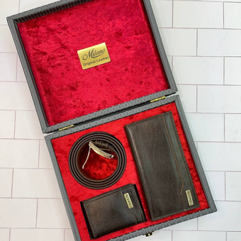 ست چرم طبیعی برند Milano رنگ قهوه ای