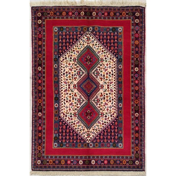 فرش دستباف چهارمتری سایز پرده ای  (تمام پشم یلمه طرح اسپرت دور خلوت حوضی)کد 6048