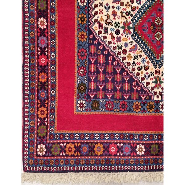 فرش دستباف چهارمتری سایز پرده ای  (تمام پشم یلمه طرح اسپرت دور خلوت حوضی)کد 6048