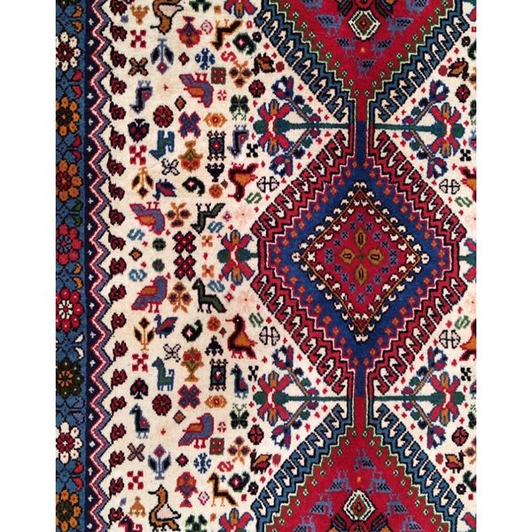 فرش دستباف چهارمتری سایز پرده ای  (تمام پشم یلمه طرح اسپرت دور خلوت حوضی)کد 6048