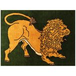 فرش دستباف سایز پادری یا پشتی زمینه سبز (تمام پشم یلمه طرح شیر قشقایی) کد 6068