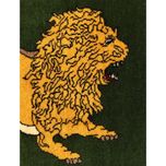 فرش دستباف سایز پادری یا پشتی زمینه سبز (تمام پشم یلمه طرح شیر قشقایی) کد 6068