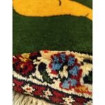 فرش دستباف سایز پادری یا پشتی زمینه سبز (تمام پشم یلمه طرح شیر قشقایی) کد 6068