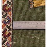 فرش دستباف سایز پادری یا پشتی زمینه سبز (تمام پشم یلمه طرح شیر قشقایی) کد 6068