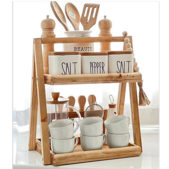 استند چوبی دو طبقه غراب چوب – نظم‌دهنده شیک آشپزخانه