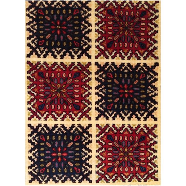 فرش دستباف سایز پادری یا پشتی (تمام پشم یلمه طرح خشت گردونه خورشید ) کد 5904