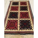 فرش دستباف سایز پادری یا پشتی (تمام پشم یلمه طرح خشت گردونه خورشید ) کد 5904