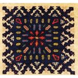 فرش دستباف سایز پادری یا پشتی (تمام پشم یلمه طرح خشت گردونه خورشید ) کد 5904