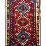 فرش دستباف سایز پادری یا پشتی زمینه لاکی (تمام پشم یلمه طرح حوضی) کد 5751