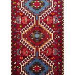 فرش دستباف سایز پادری یا پشتی زمینه لاکی (تمام پشم یلمه طرح حوضی) کد 5751