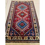 فرش دستباف سایز پادری یا پشتی زمینه لاکی (تمام پشم یلمه طرح حوضی) کد 5751