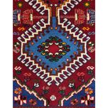 فرش دستباف سایز پادری یا پشتی زمینه لاکی (تمام پشم یلمه طرح حوضی) کد 5751