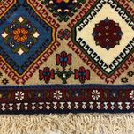 فرش دستباف سایز پادری یا پشتی زمینه گردویی (تمام پشم یلمه طرح قابی) کد5915