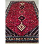 فرش دستباف سایز شش متری زمینه لاکی (تمام پشم یلمه طرح حوضی ) کد 6148