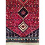 فرش دستباف سایز شش متری زمینه لاکی (تمام پشم یلمه طرح حوضی ) کد 6148