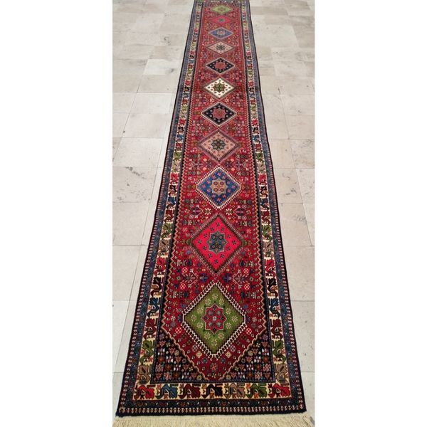 فرش دستباف کناره شش متری (تمام پشم یلمه طرح حوضی) کد 6082