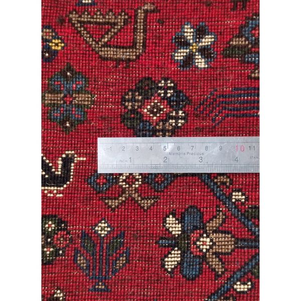 فرش دستباف سایز شش متری زمینه لاکی (تمام پشم یلمه طرح حوضی ) کد 6148