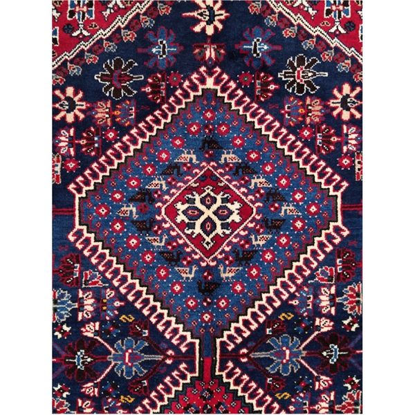 فرش دستباف سایز شش متری (تمام پشم یلمه طرح حوضی زمینه سرمهای) کد 6050