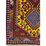 فرش دستباف سایز پادری یا پشتی زمینه زرد طلایی (تمام پشم یلمه طرح حوضی) کد 5934