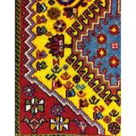 فرش دستباف سایز پادری یا پشتی زمینه زرد طلایی (تمام پشم یلمه طرح حوضی) کد 5934