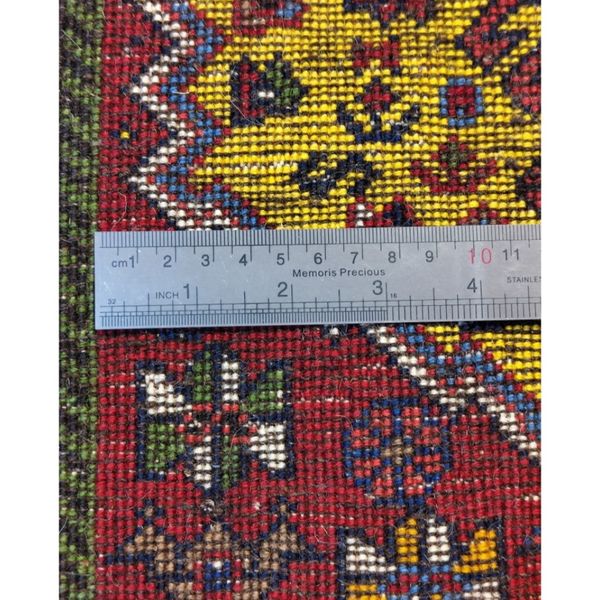 فرش دستباف سایز پادری یا پشتی زمینه زرد طلایی (تمام پشم یلمه طرح حوضی) کد 5934