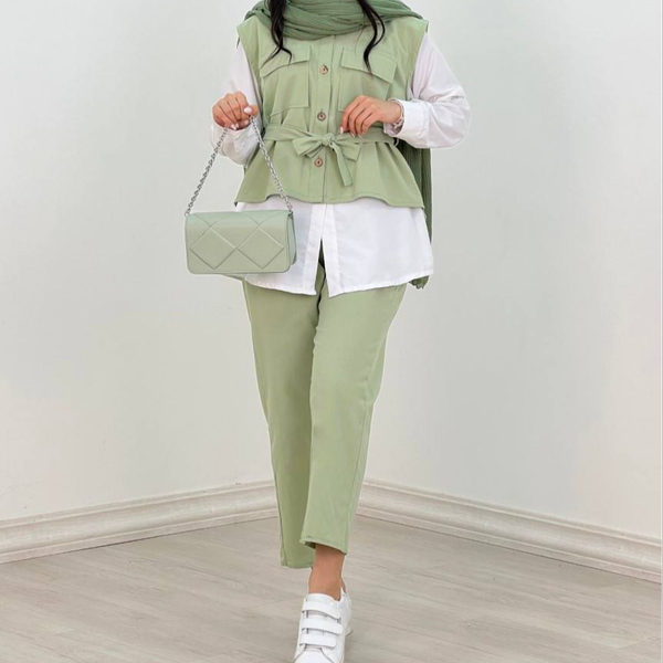 ست سه تکه وست و شومیز و شلوار لینن آنا