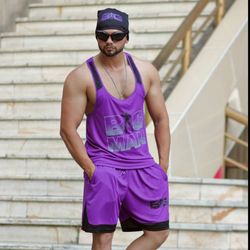 تاپ+شلوارک+اسکارف BIG MAN رنگ بنفش