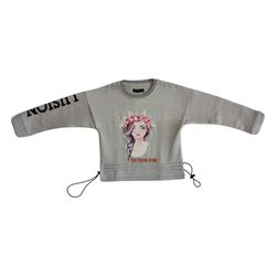 کراپ دخترانه فانتزی یقه گرد طرح یونیکورن مدل Yest Festival با نوشته FASHION روی آستین